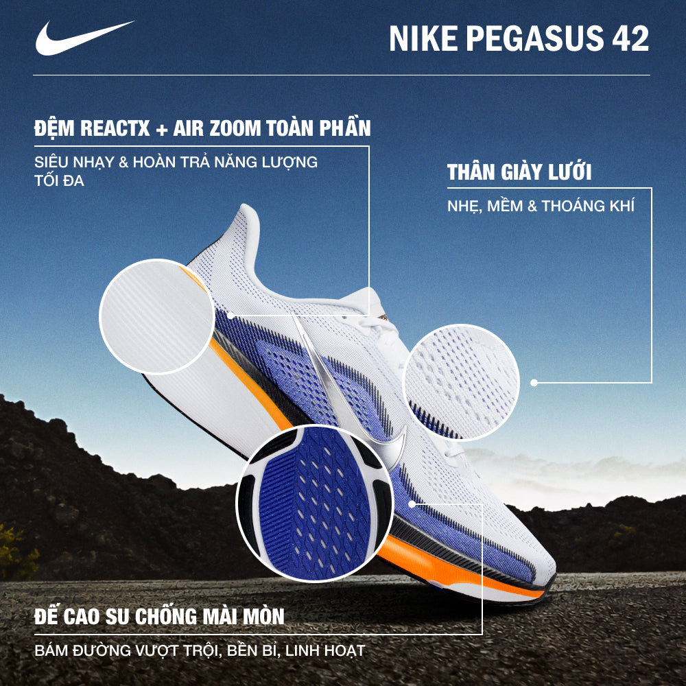 Giày Chạy Bộ Nam Nike Pegasus 42 - Trắng - Supersports Vietnam