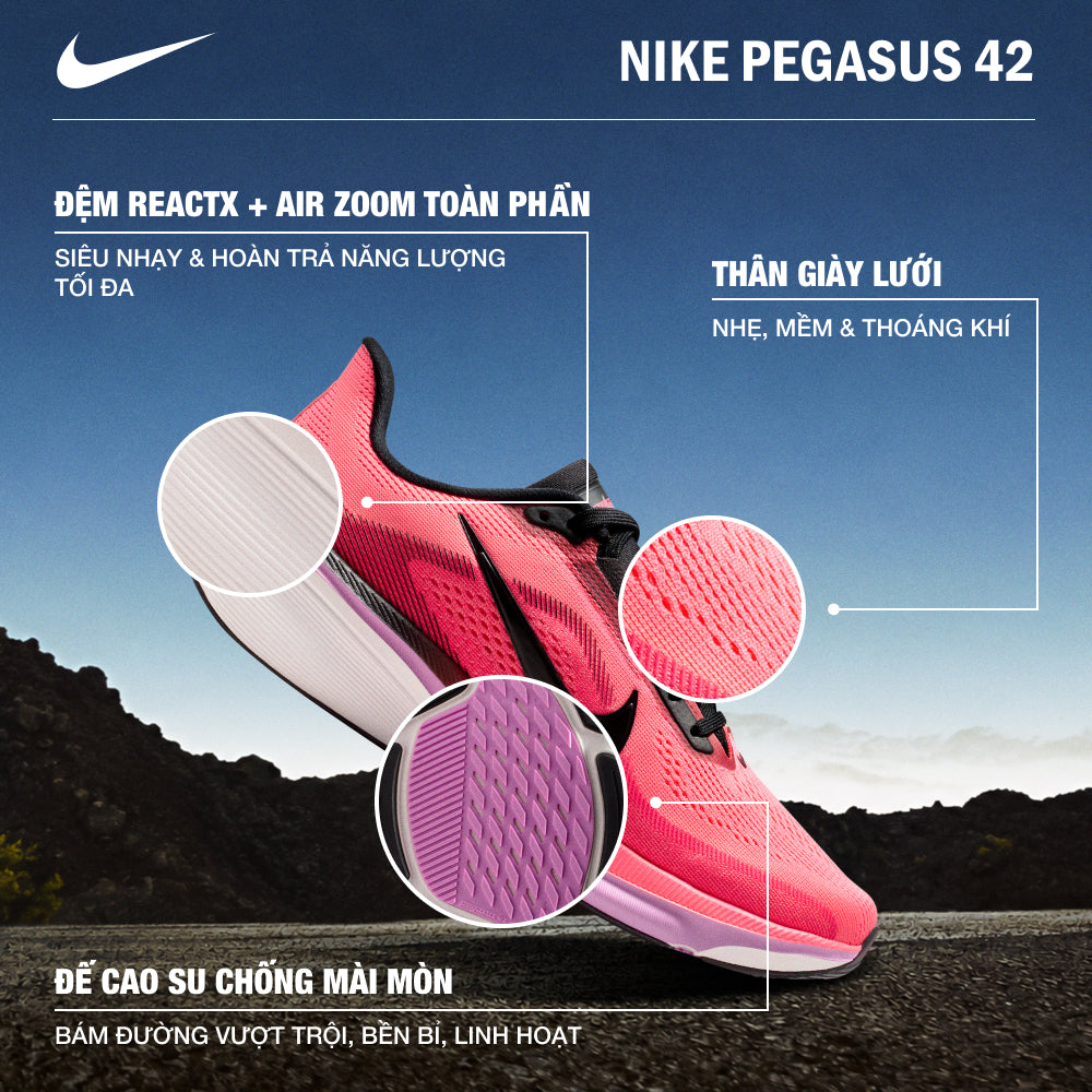 Giày Chạy Bộ Nữ Nike Pegasus 42 - Hồng - Supersports Vietnam