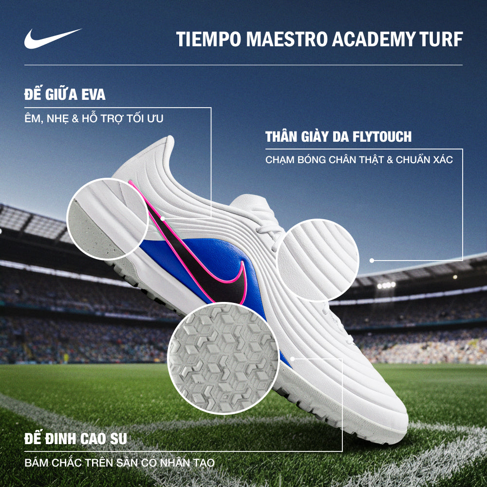 Giày Đá Bóng Sân Cỏ Nhân Tạo Nam Nike Tiempo Maestro Academy - Trắng - Supersports Vietnam