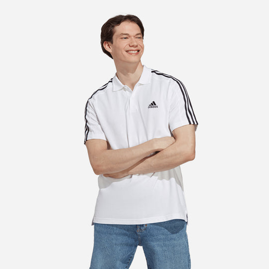 Men's Adidas Essentials Piqué Embroidered Small Logo 3-Stripes Polo Shirt