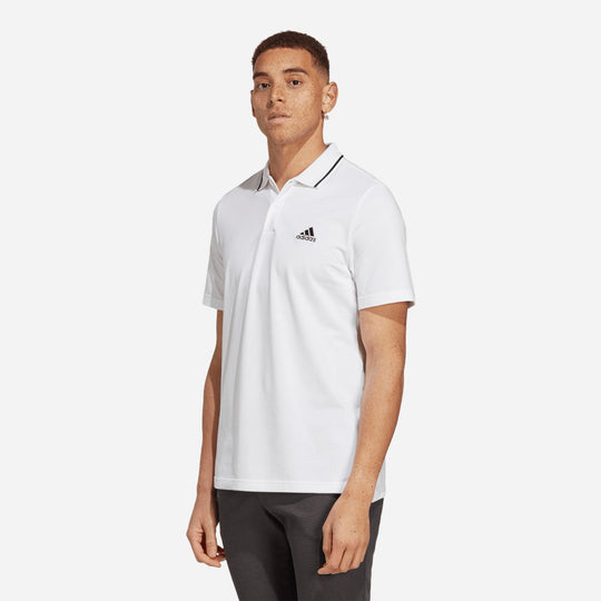 Men's Adidas Piqué Essentials Small Logo Polo Shirt - White