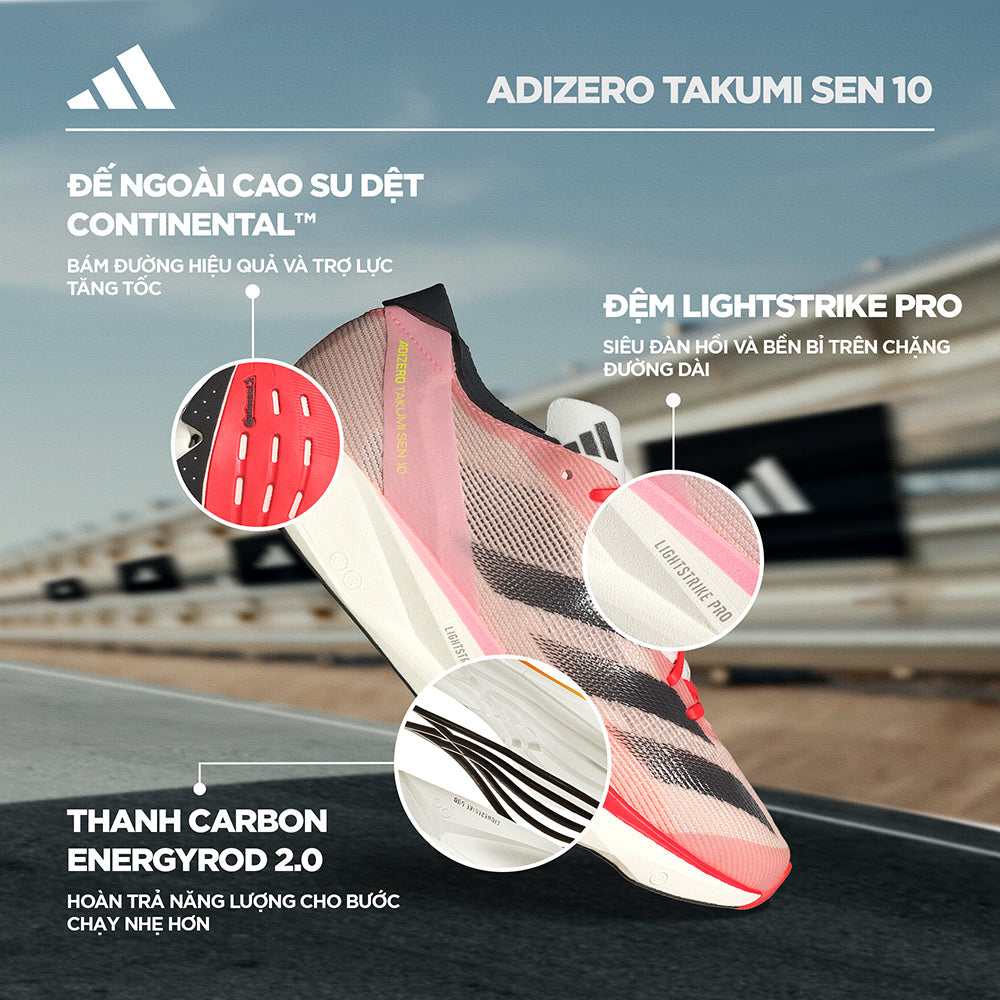 Giày Chạy Bộ Nữ Adidas Adizero Takumi Sen 10 - Hồng - Supersports Vietnam