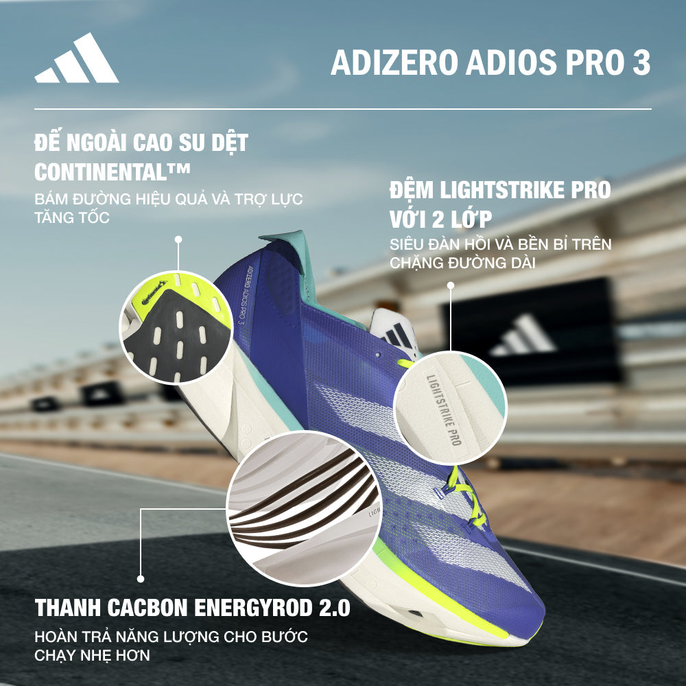Giày Chạy Bộ Nam Adidas Adizero Adios Pro 3 - Xanh Dương - Supersports Vietnam