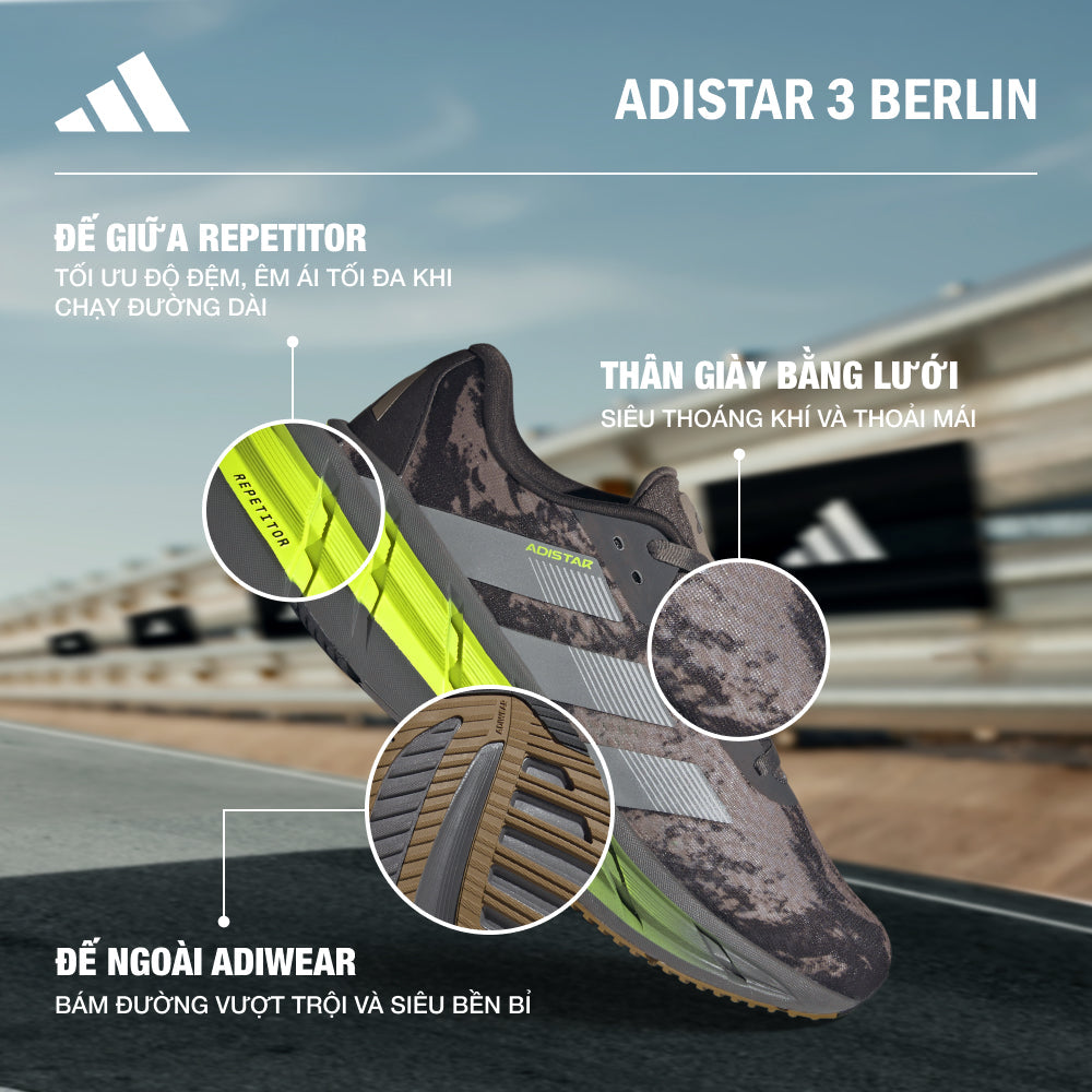 Giày Chạy Bộ Nam Adidas Adistar 3 Berlin - Xám - Supersports Vietnam