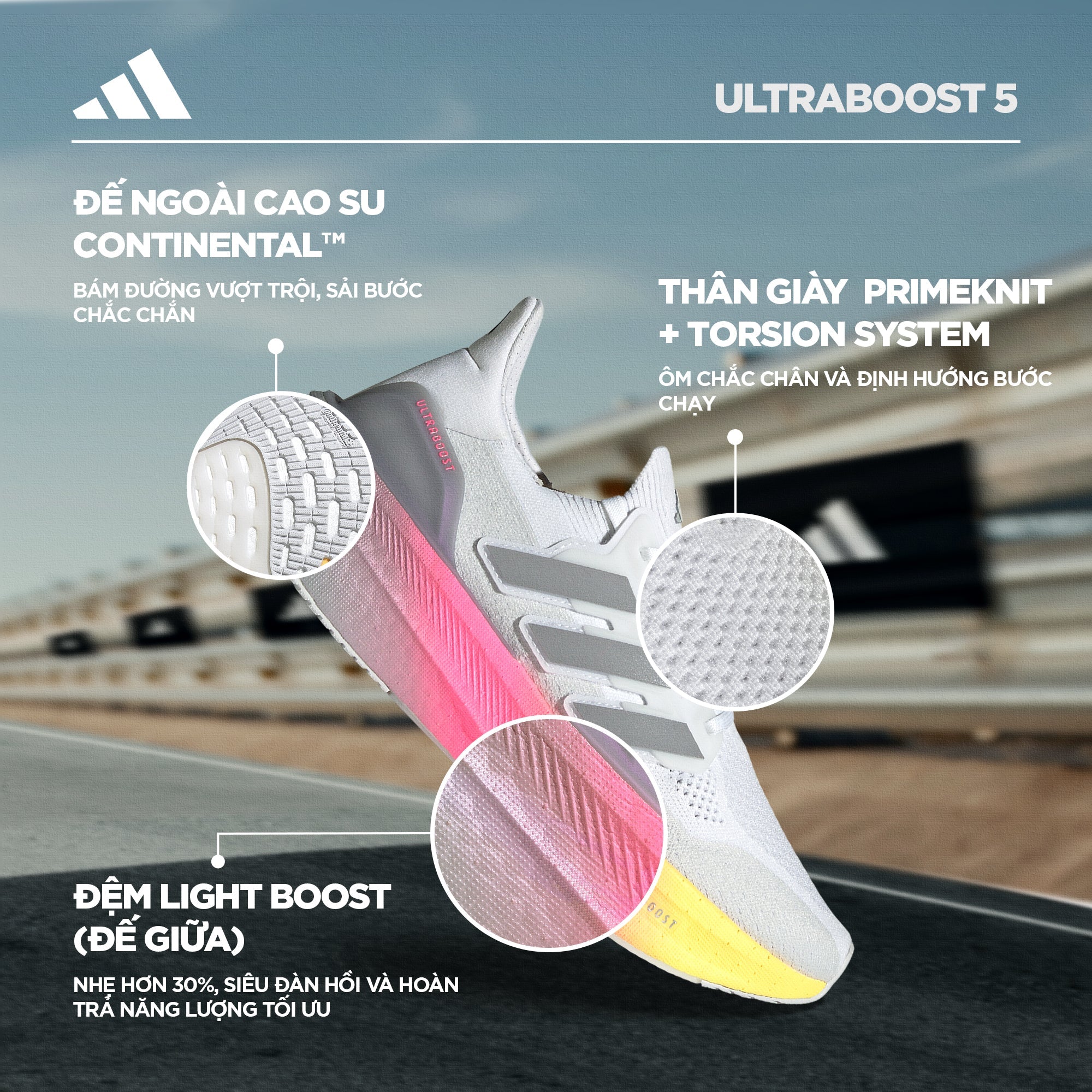 Giày Chạy Bộ Nam Adidas Ultraboost 5 - Trắng - Supersports Vietnam