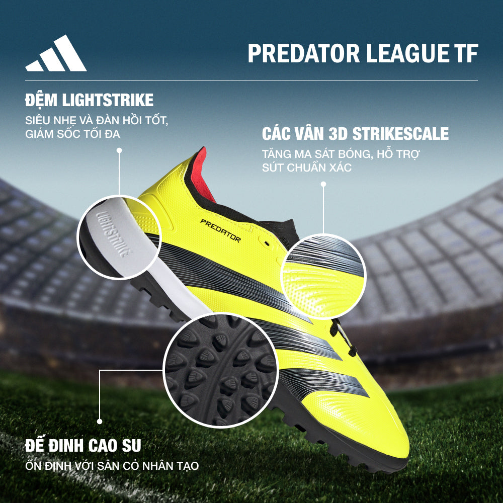 Giày Đá Bóng Unisex Adidas Predator 24 League Low Turf (Dành Cho Sân Cỏ Nhân Tạo) - Vàng - Supersports Vietnam