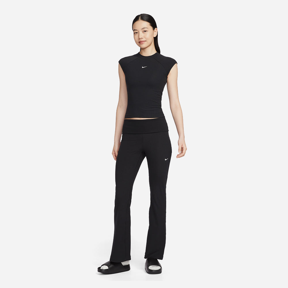 Áo Thun Nữ Nike Chill Knit Rib Short-Sleeve - Đen - Supersports Vietnam