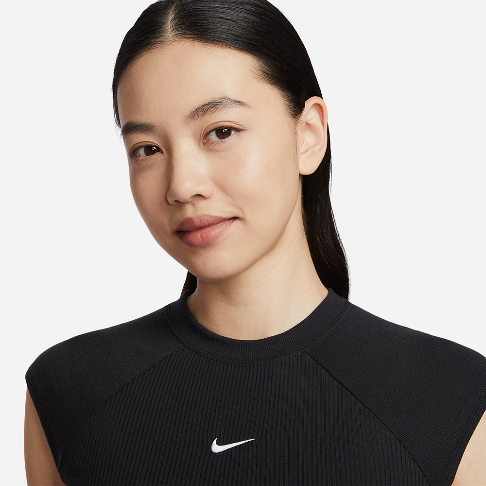 Áo Thun Nữ Nike Chill Knit Rib Short-Sleeve - Đen - Supersports Vietnam