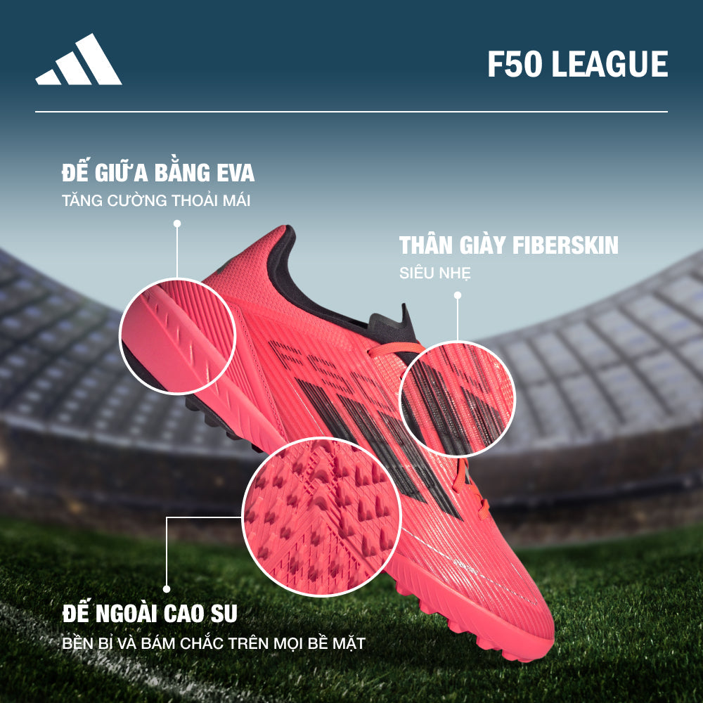 Giày Đá Bóng Dành Cho Sân Cỏ Nhân Tạo Unisex Adidas F50 League - Hồng - Supersports Vietnam