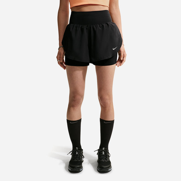 Quần Ngắn Thể Thao Nữ Nike Flow Dri-Fit High-Waisted 2-In-1 Running - Đen - Supersports Vietnam
