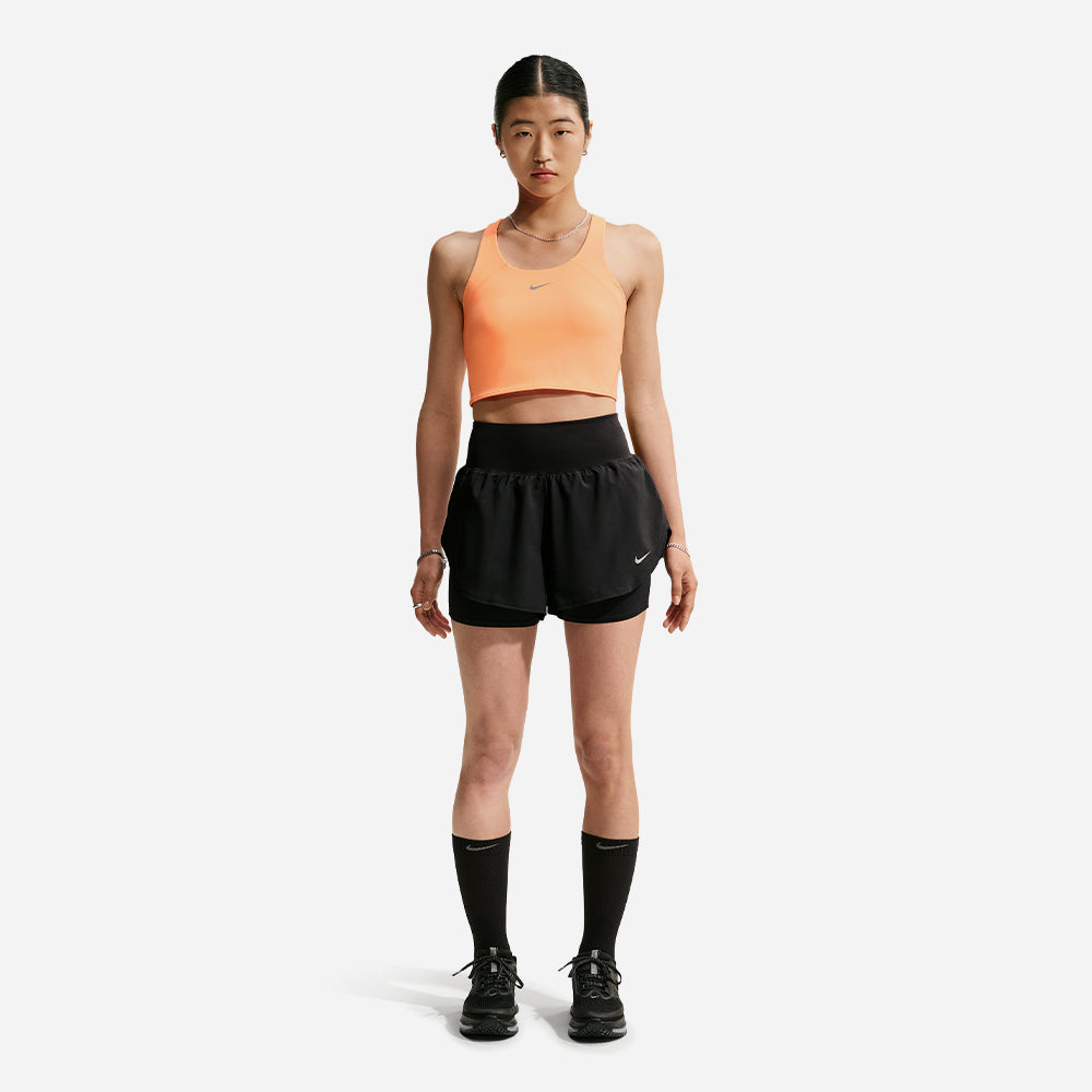 Quần Ngắn Thể Thao Nữ Nike Flow Dri-Fit High-Waisted 2-In-1 Running - Đen - Supersports Vietnam