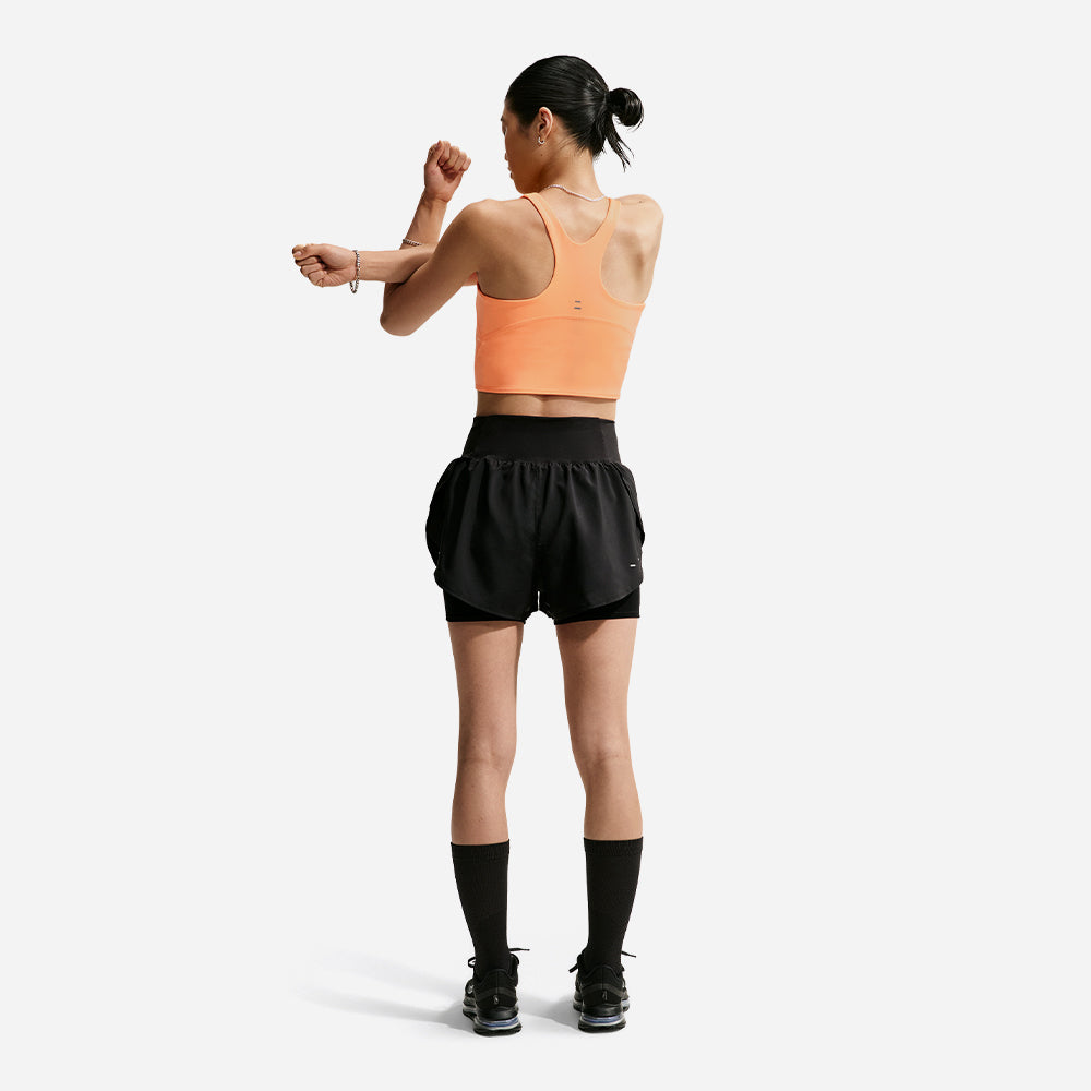 Quần Ngắn Thể Thao Nữ Nike Flow Dri-Fit High-Waisted 2-In-1 Running - Đen - Supersports Vietnam