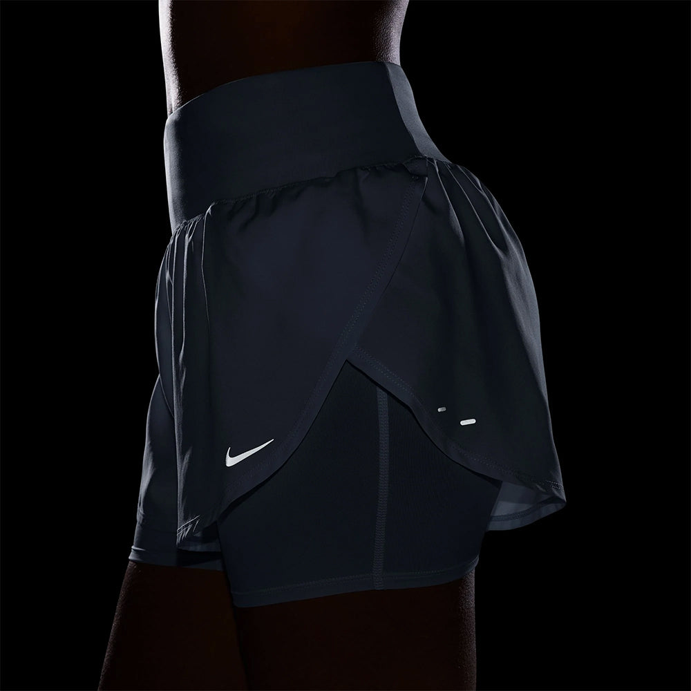 Quần Ngắn Thể Thao Nữ Nike Flow Dri-Fit High-Waisted 2-In-1 Running - Xanh Dương - Supersports Vietnam