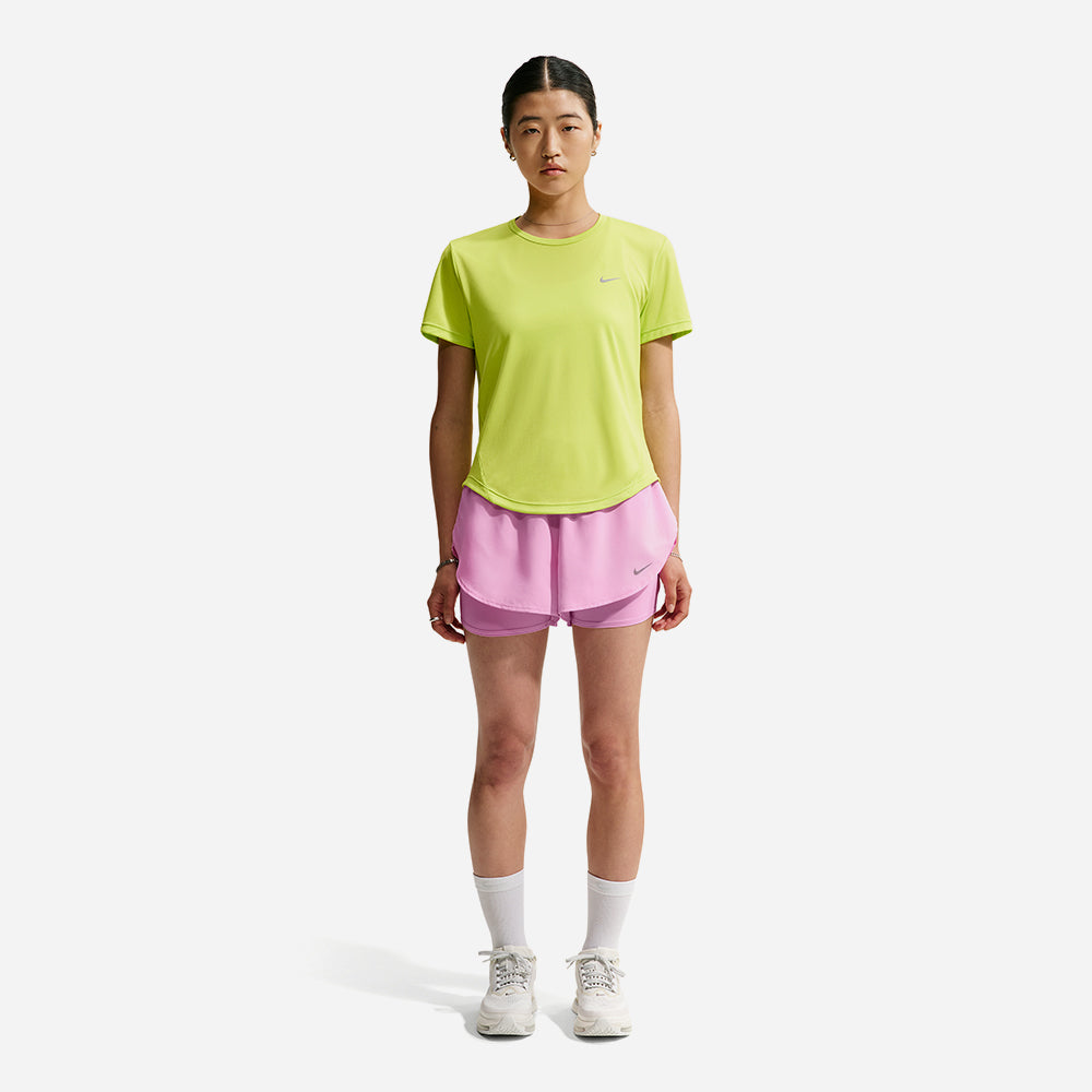 Quần Ngắn Thể Thao Nữ Nike Flow Dri-Fit High-Waisted 2-In-1 - Hồng - Supersports Vietnam