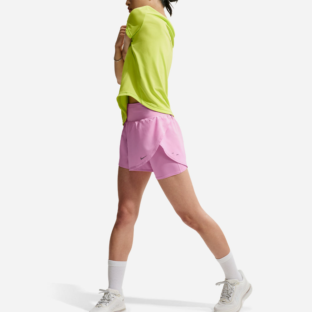 Quần Ngắn Thể Thao Nữ Nike Flow Dri-Fit High-Waisted 2-In-1 - Hồng - Supersports Vietnam