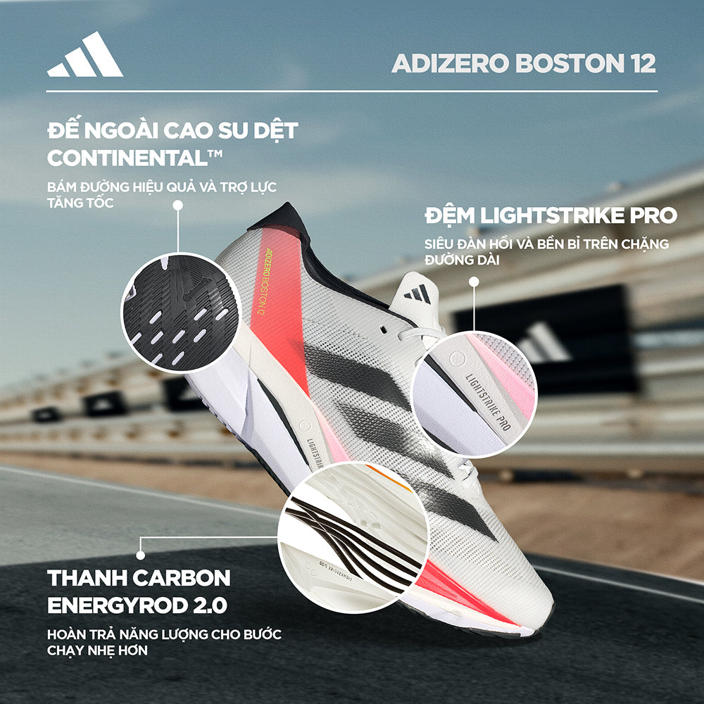 Giày Chạy Bộ Nam Adidas Adizero Boston 12 - Trắng - Supersports Vietnam