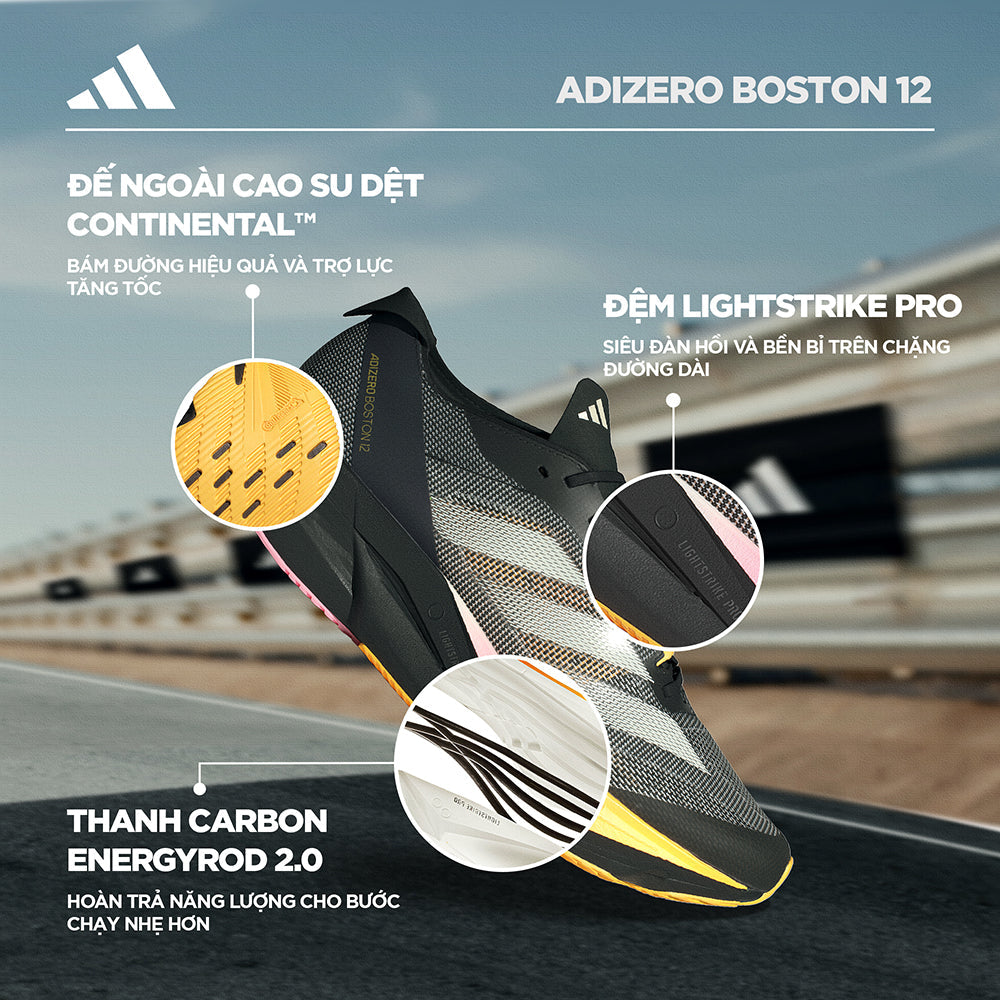Giày Chạy Bộ Nam Adidas Adizero Boston 12 - Đen - Supersports Vietnam