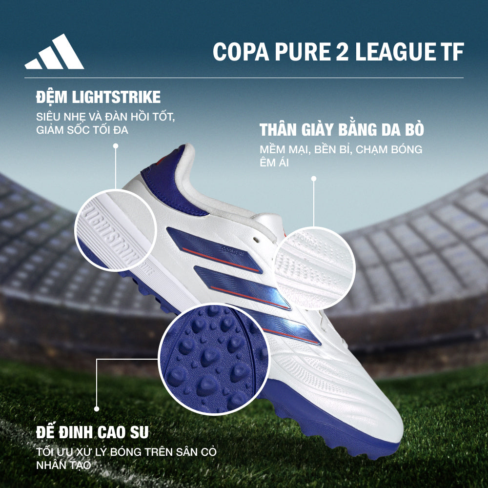 Giày Đá Bóng Unisex Adidas Copa Pure 2 League Turf (Dành Cho Sân Cỏ Nhân Tạo) - Trắng - Supersports Vietnam