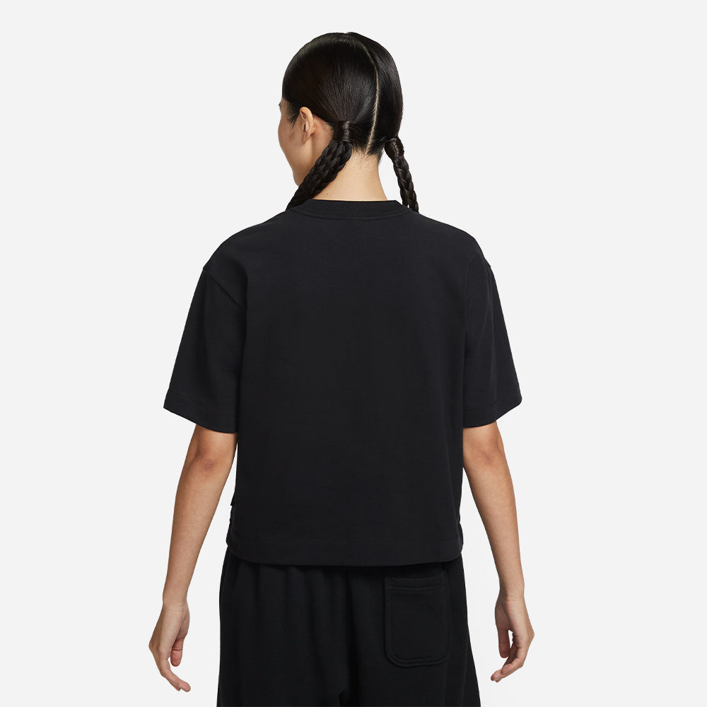 Áo Thun Nữ Nike Sportswear Boxy Script Oversized Short-Sleeve - Đen - Supersports Vietnam