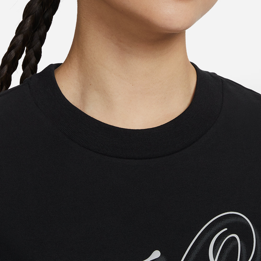 Áo Thun Nữ Nike Sportswear Boxy Script Oversized Short-Sleeve - Đen - Supersports Vietnam