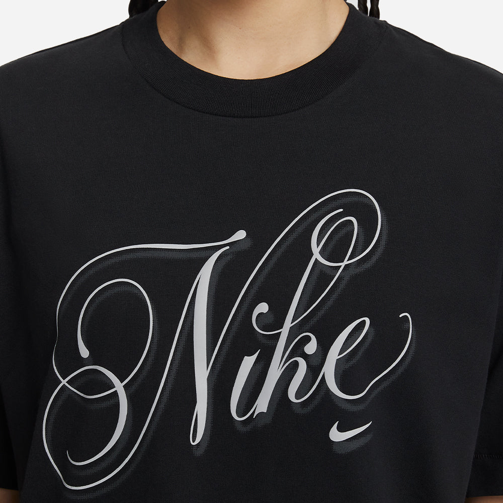 Áo Thun Nữ Nike Sportswear Boxy Script Oversized Short-Sleeve - Đen - Supersports Vietnam