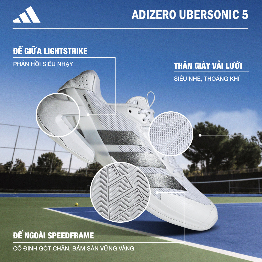 Giày Tennis Nữ Adidas Ubersonic 5 - Trắng - Supersports Vietnam
