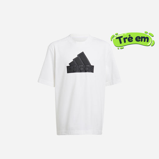 Kids' Adidas Future Icons Logo Piqué T-Shirt - White