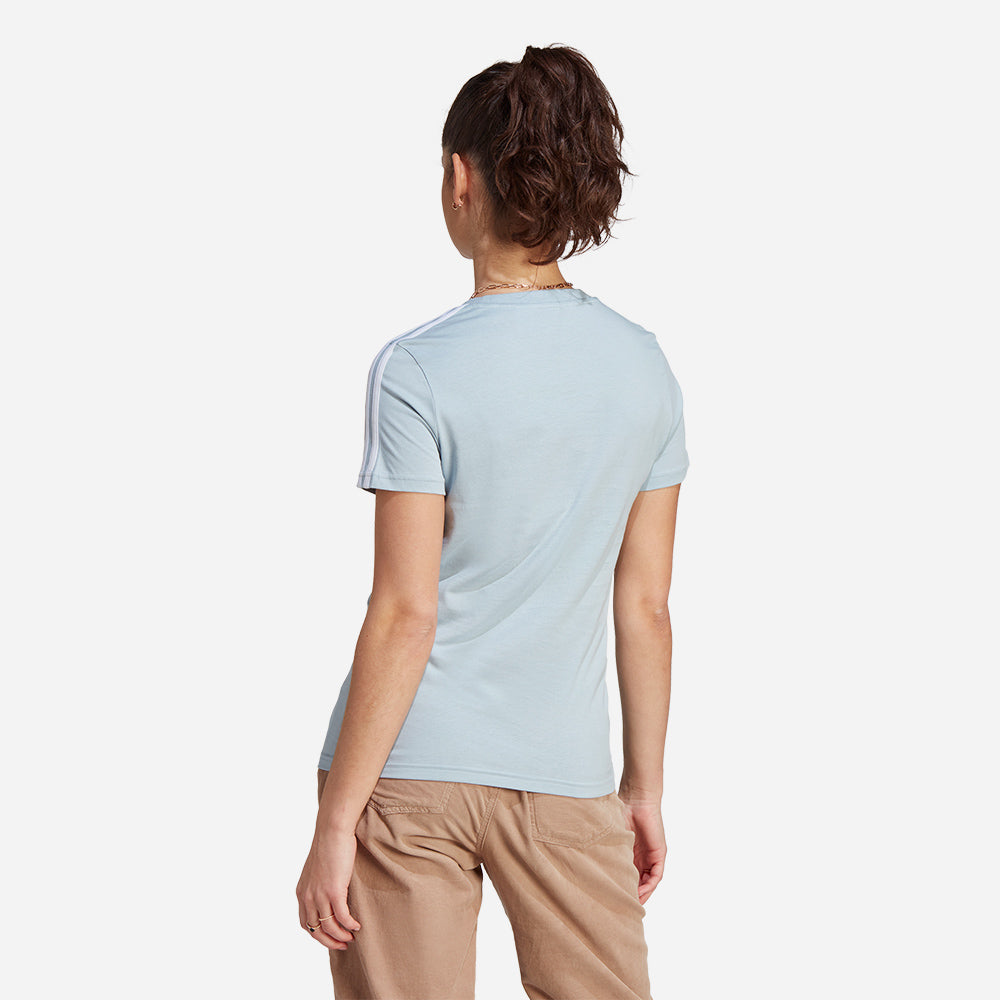 Áo Thun Nữ Adidas Essentials Slim 3-Stripes - Xanh Dương - Supersports Vietnam