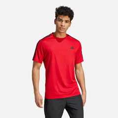 Men's Adidas Train Essentials 3-Stripes T-Shirt - Red