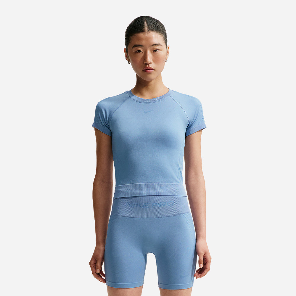 Áo Thun Nữ Nike Pro Seamless Dri-Fit - Xanh Dương - Supersports Vietnam