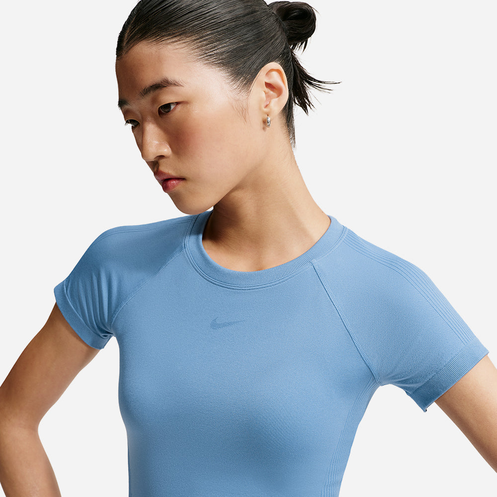 Áo Thun Nữ Nike Pro Seamless Dri-Fit - Xanh Dương - Supersports Vietnam