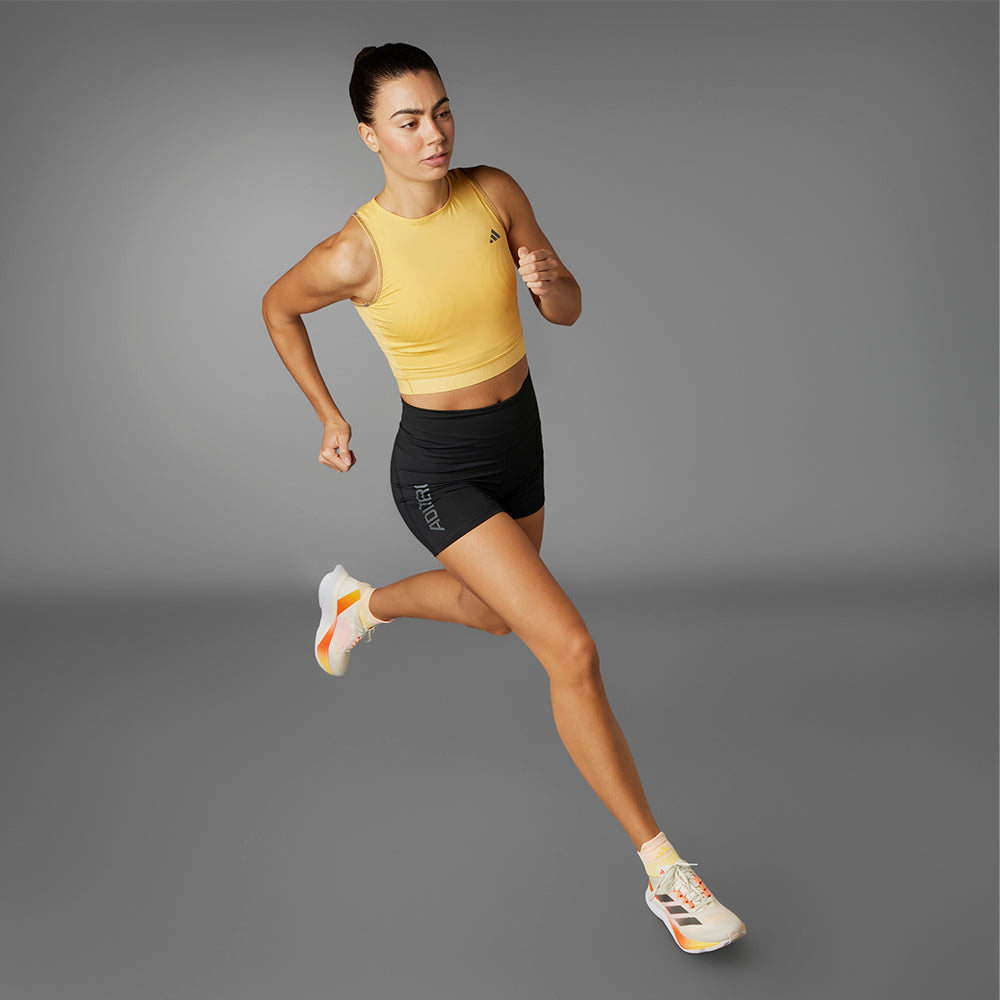 Women's Adidas Adizero Running Crop Tank - Yellow