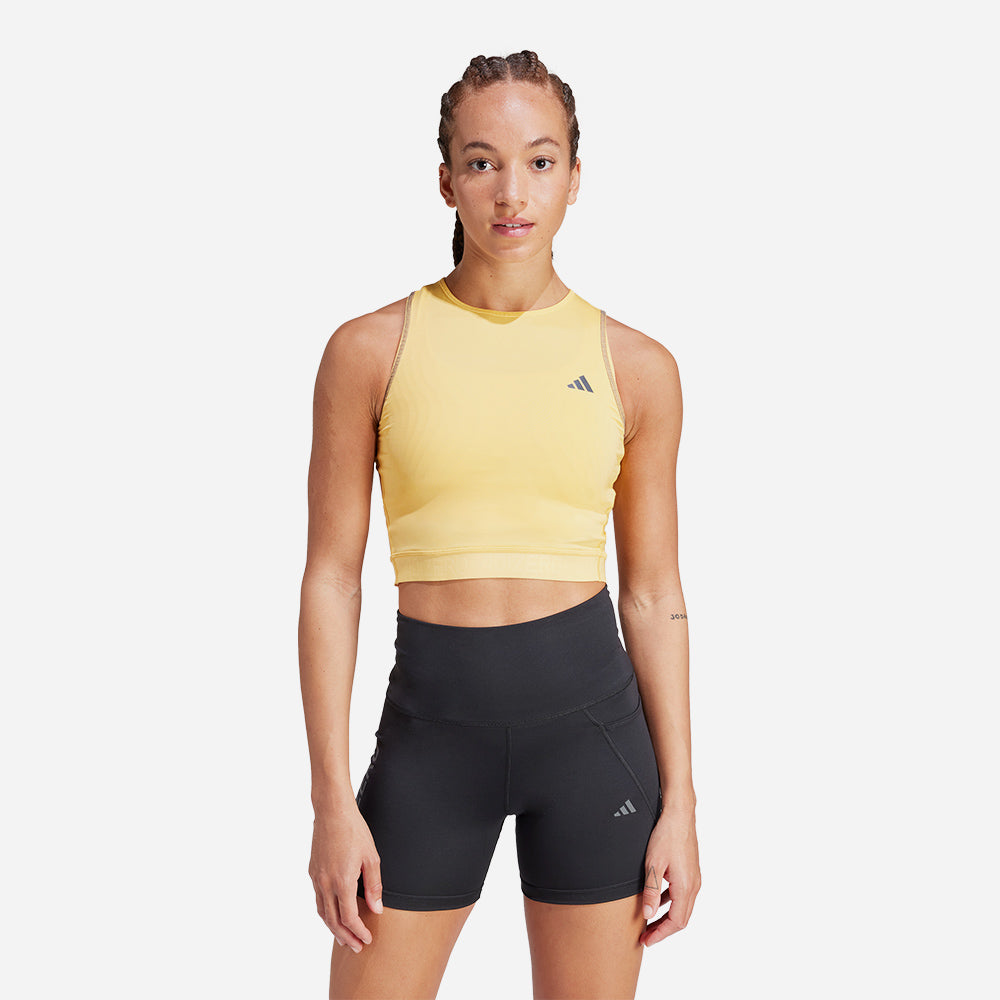 Áo Ba Lỗ Nữ Adidas Adizero Running Crop - Vàng - Supersports Vietnam