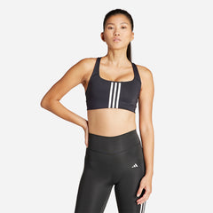 Women's Adidas Powerimpact 3-Stripes Medium-Support Bra - Black