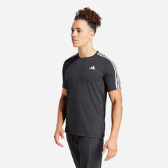 Men's Adidas Own The Run 3-Stripes T-Shirt - Black