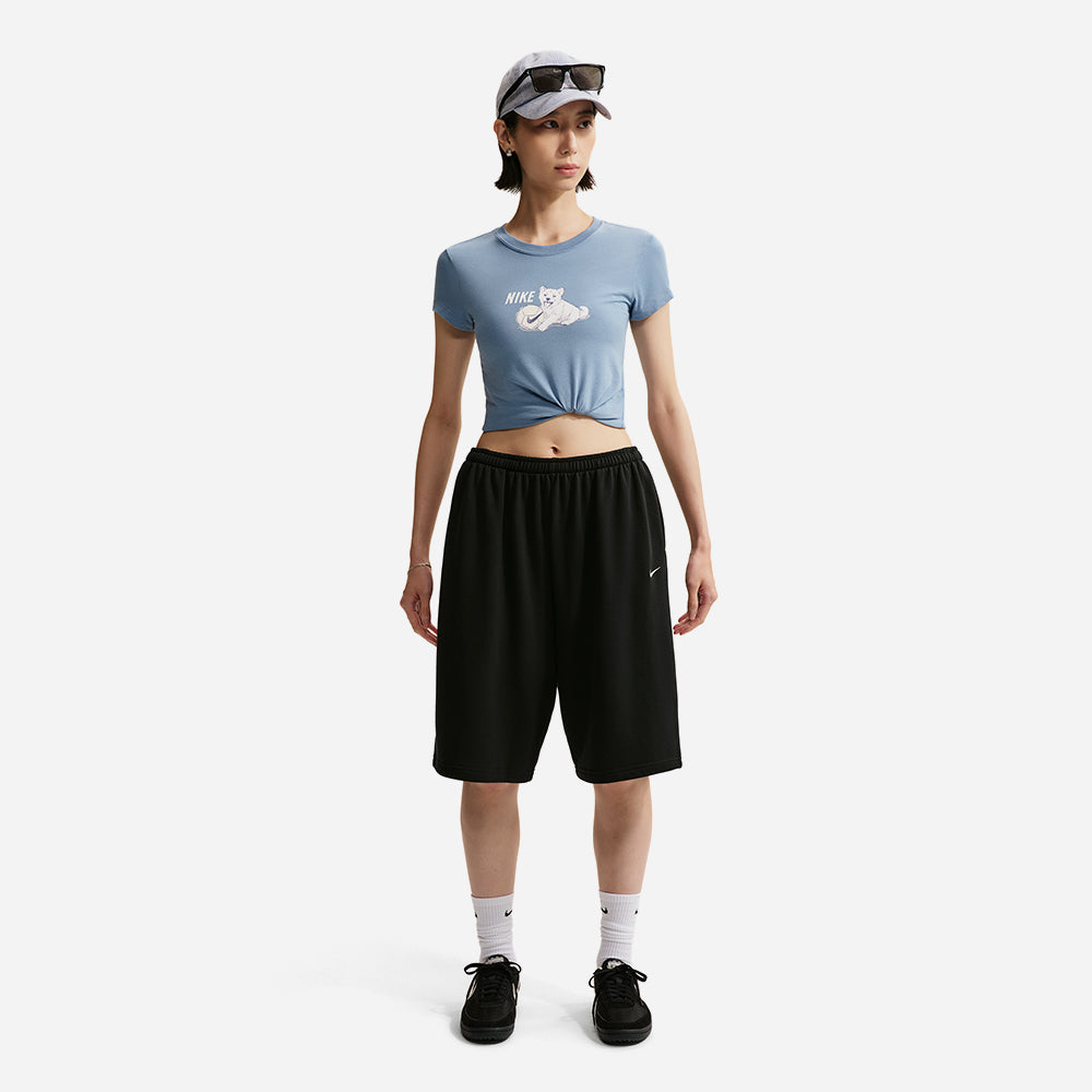 Quần Ngắn Thời Trang Nữ Nike Sportswear Oversized Mid-Rise French Terry Bermuda - Đen - Supersports Vietnam