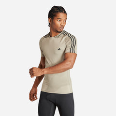 Men's Adidas Techfit 3-Stripes T-Shirt - Gray