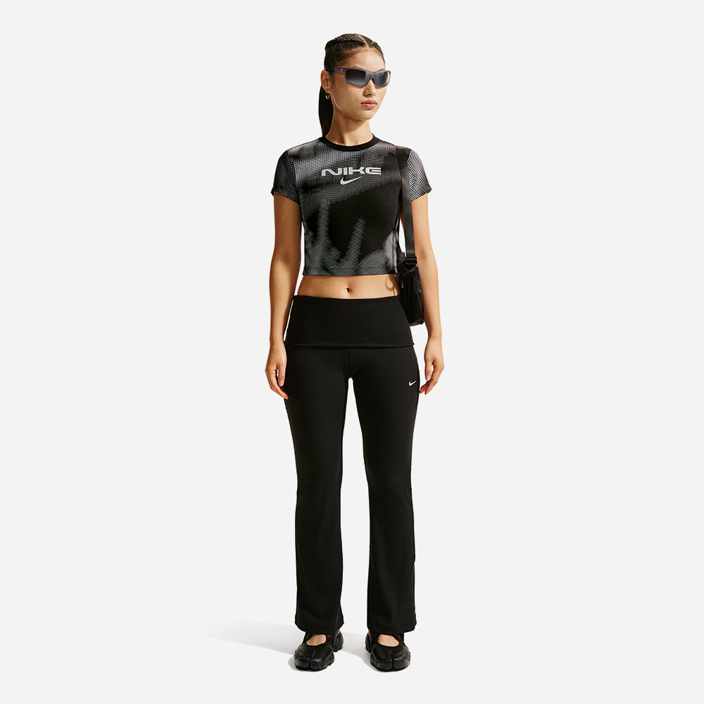Áo Crop-Top Nữ Nike Sportswear Chill Knit Slim - Đen - Supersports Vietnam