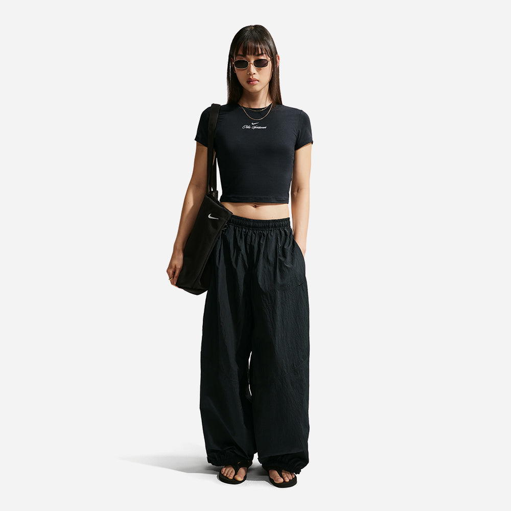 Áo Crop-Top Nữ Nike Sportswear Chill Knit Slim - Đen - Supersports Vietnam