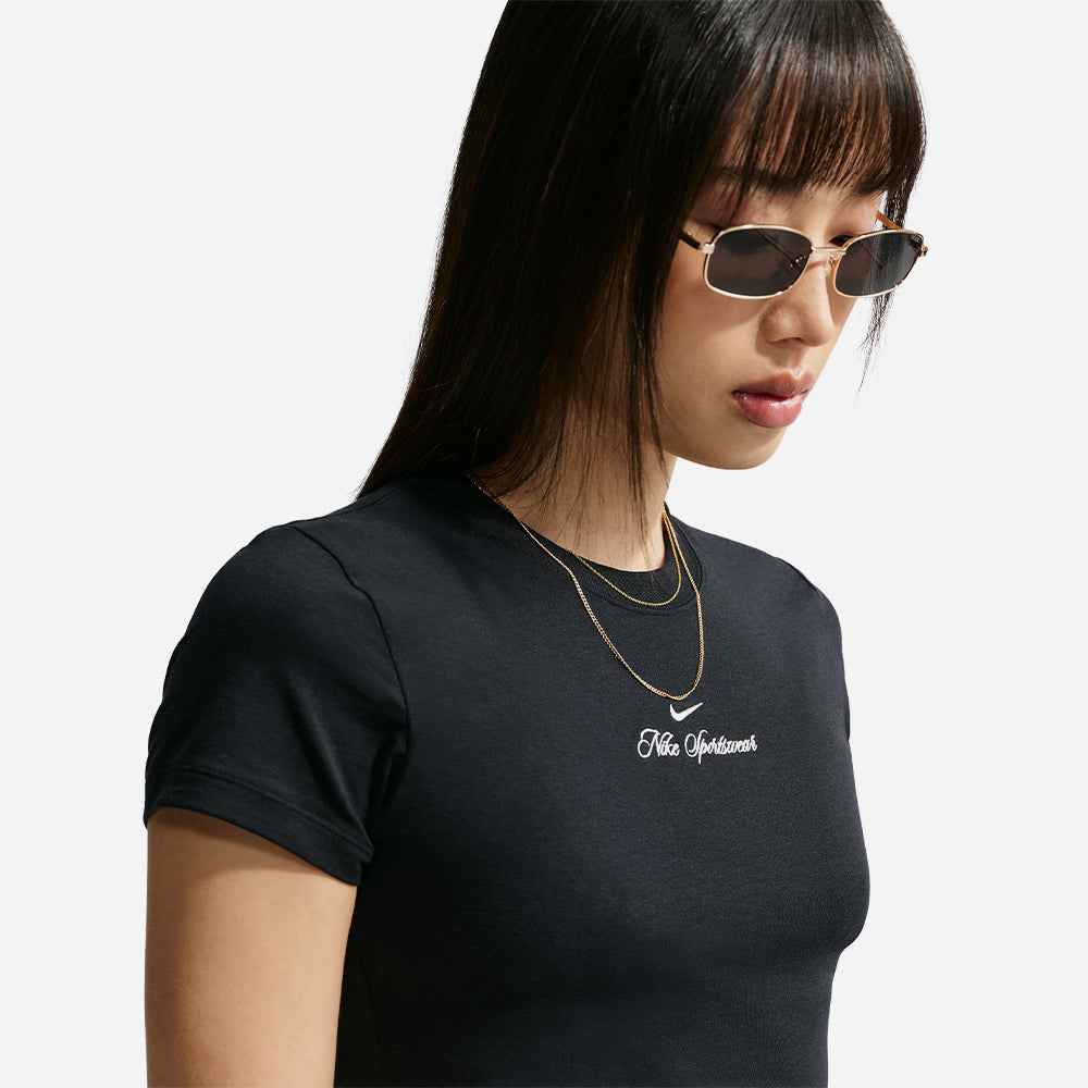 Áo Crop-Top Nữ Nike Sportswear Chill Knit Slim - Đen - Supersports Vietnam