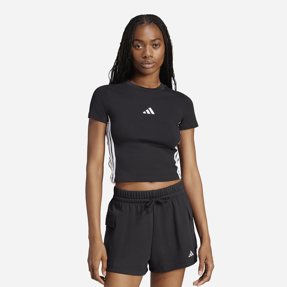Áo Thun Nữ Adidas Essentials 3-Stripes Slim - Đen - Supersports Vietnam