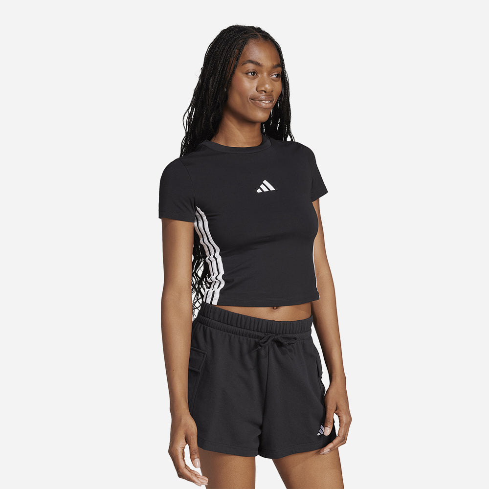 Áo Thun Nữ Adidas Essentials 3-Stripes Slim - Đen - Supersports Vietnam