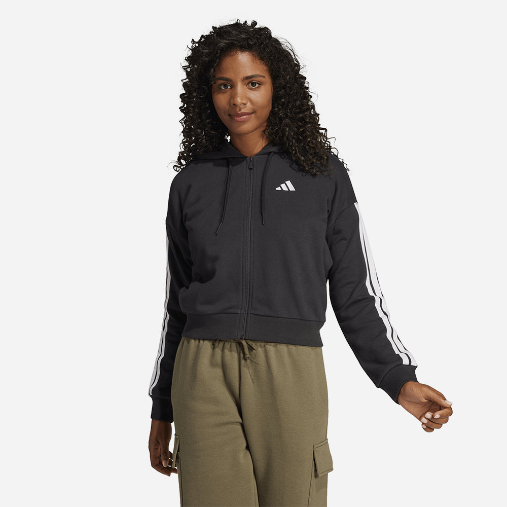 Áo Khoác Nữ Adidas Essentials 3-Stripes French Terry - Đen - Supersports Vietnam