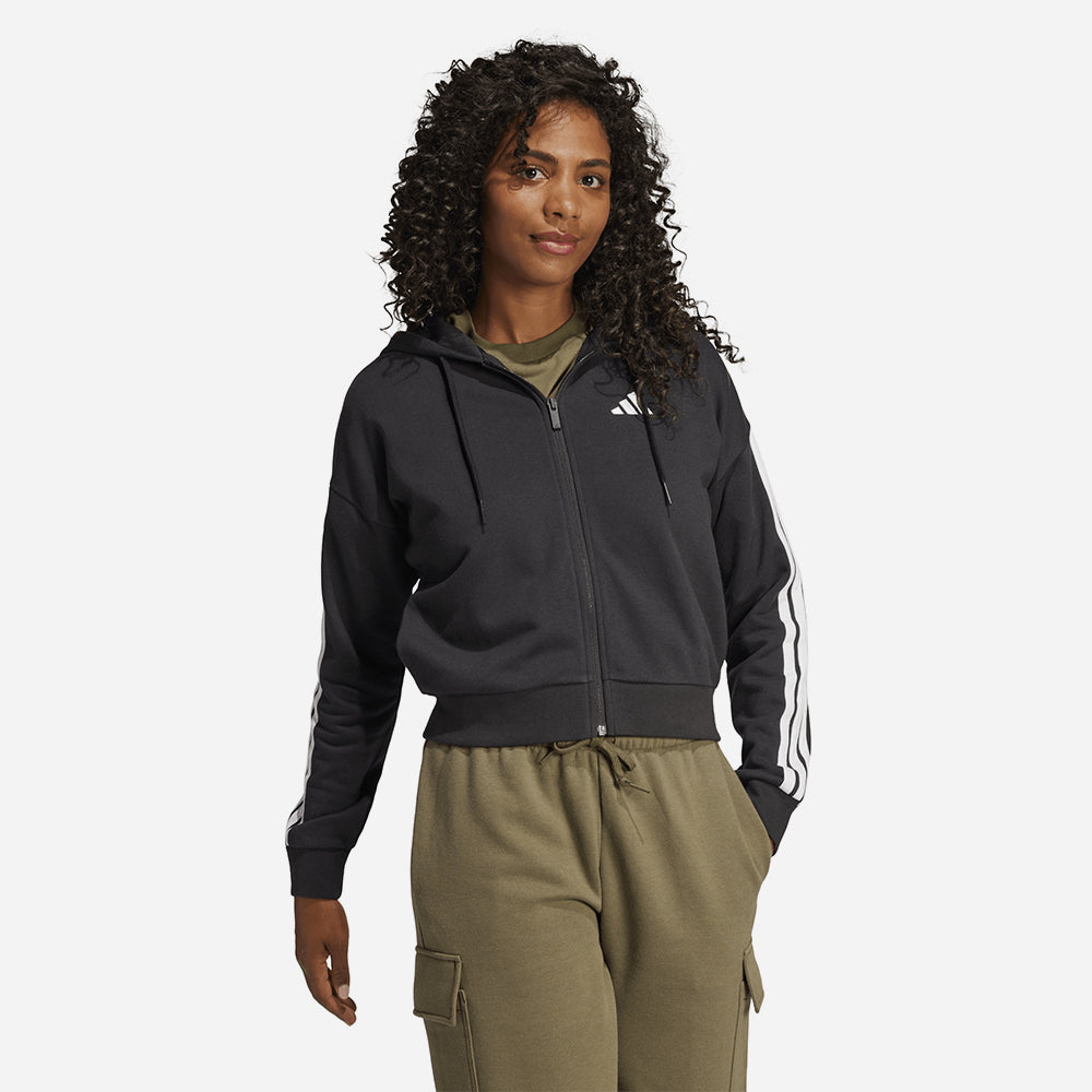 Áo Khoác Nữ Adidas Essentials 3-Stripes French Terry - Đen - Supersports Vietnam