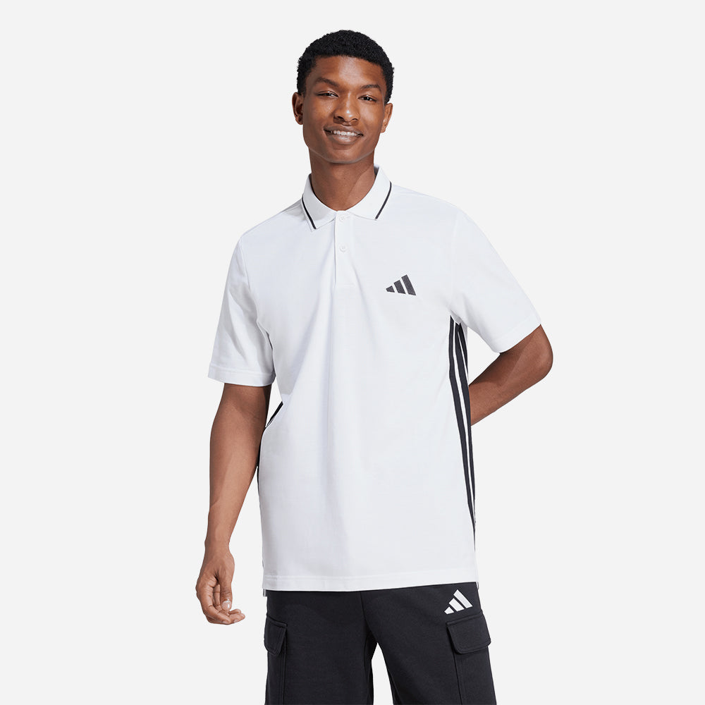 Áo Polo Nam Adidas Essentials 3-Stripes Piqué - Trắng - Supersports Vietnam