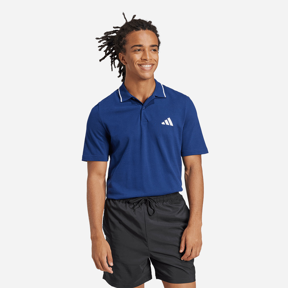 Áo Thun Nam Adidas Essentials Small Logo Piqué - Xanh Dương - Supersports Vietnam