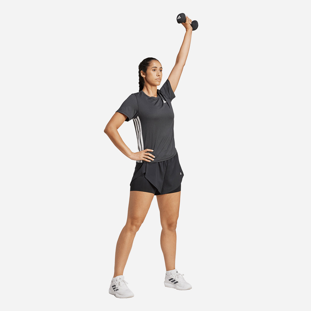 Áo Thun Nữ Adidas Essentials 3 Stripes Crew - Đen - Supersports Vietnam