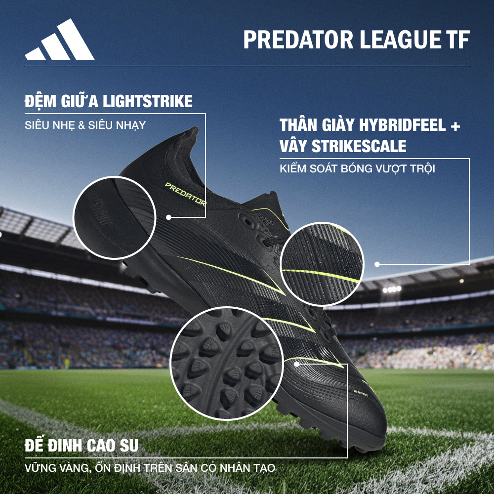 Giày Đá Bóng Dành Cho Sân Cỏ Nhân Tạo Nam Adidas Predator League - Đen - Supersports Vietnam