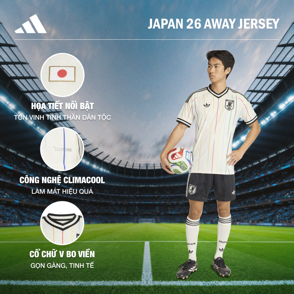 Áo Đá Bóng Sân Khách Nam Adidas Japan 26/27 Replica - Be - Supersports Vietnam