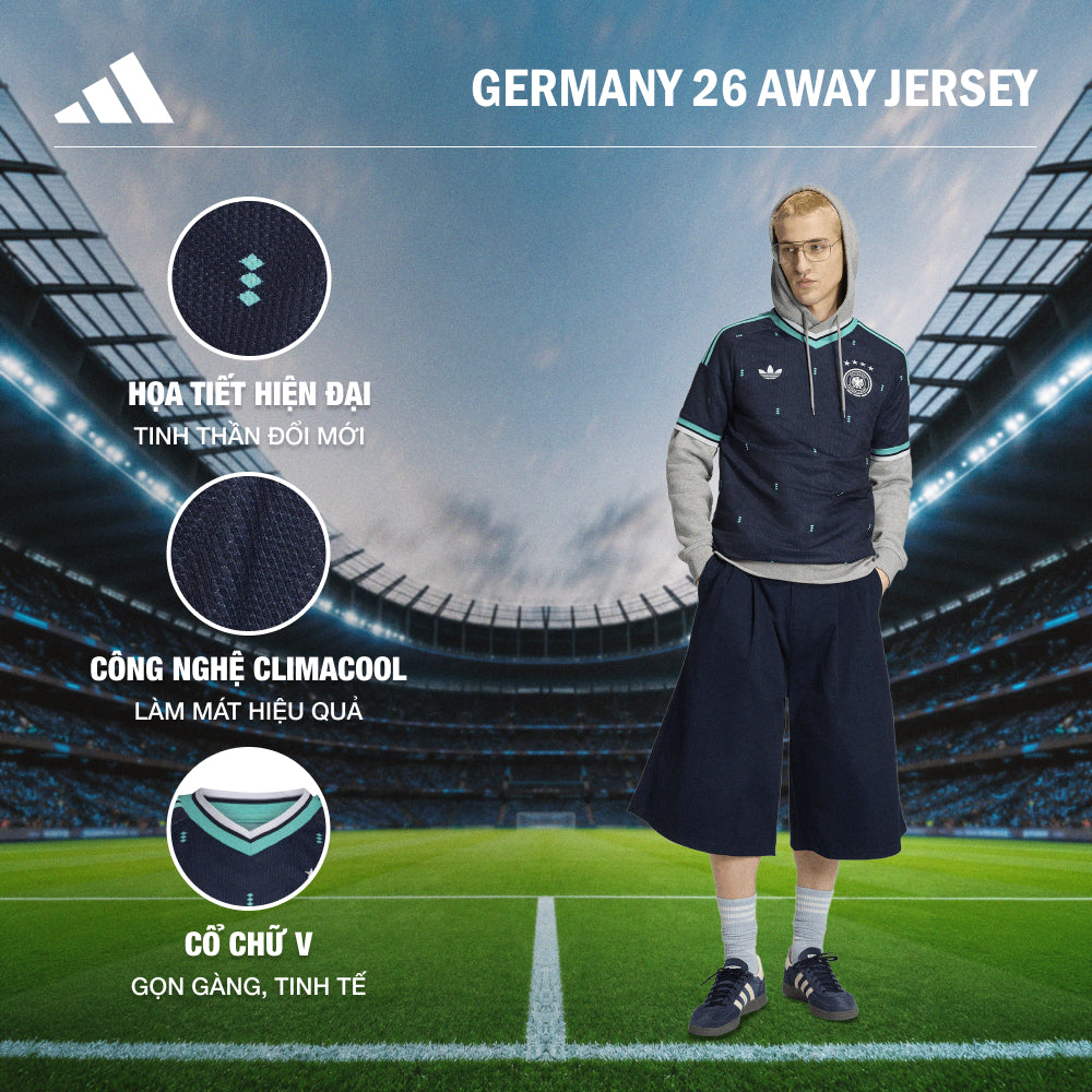 Áo Đá Bóng Sân Khách Nam Adidas Germany 26 Replica - Xanh Navy - Supersports Vietnam